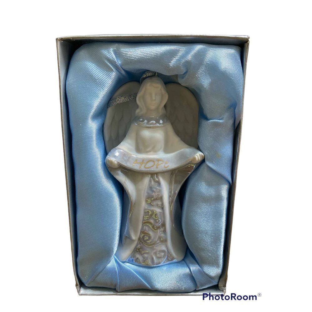 Set of 6 Porcelain Inspirational Angel Ornaments with matte and glaze finish - Picture 7 of 7
